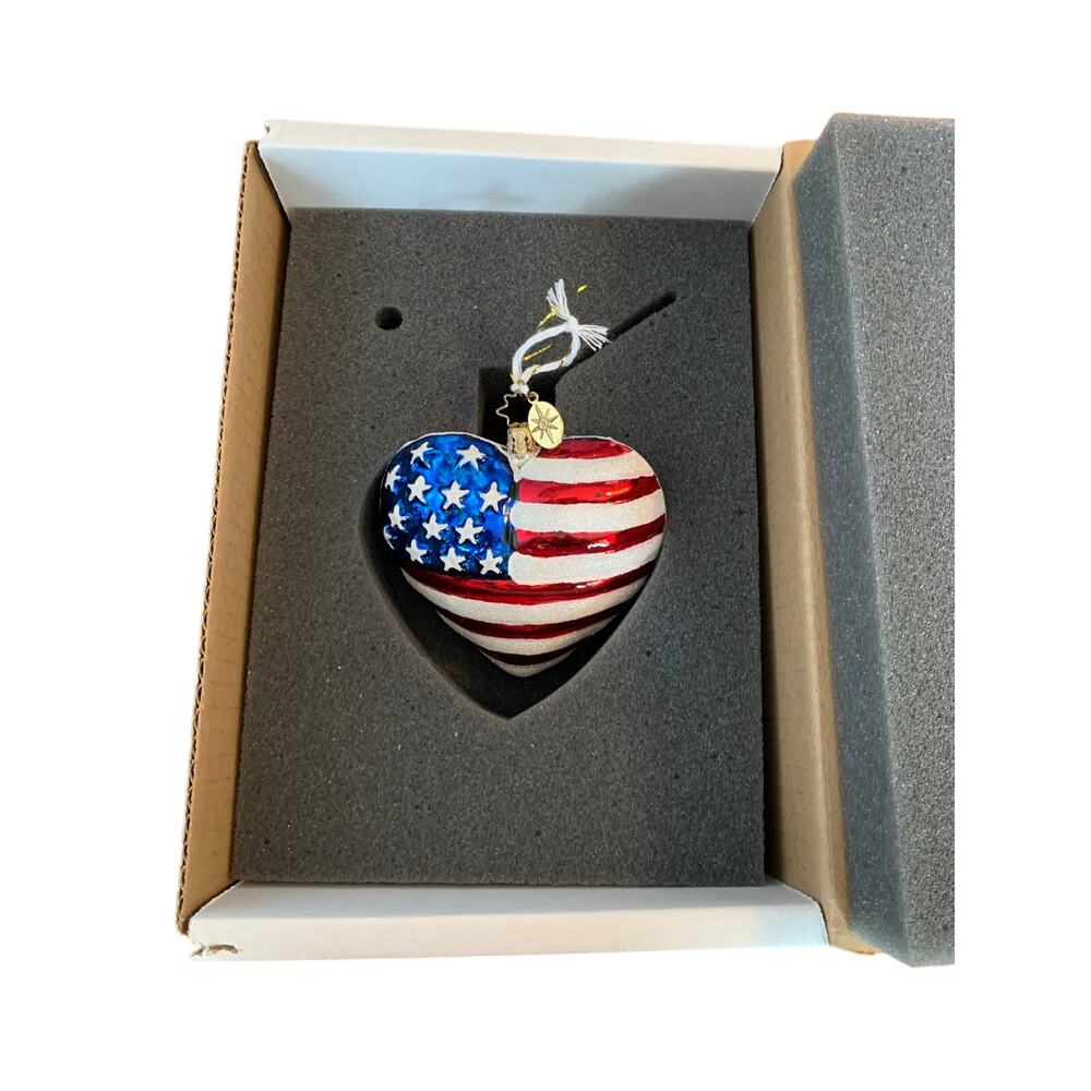 Christopher Radko Brave Heart Ornament American Flag Patriotic USA Christmas 4th